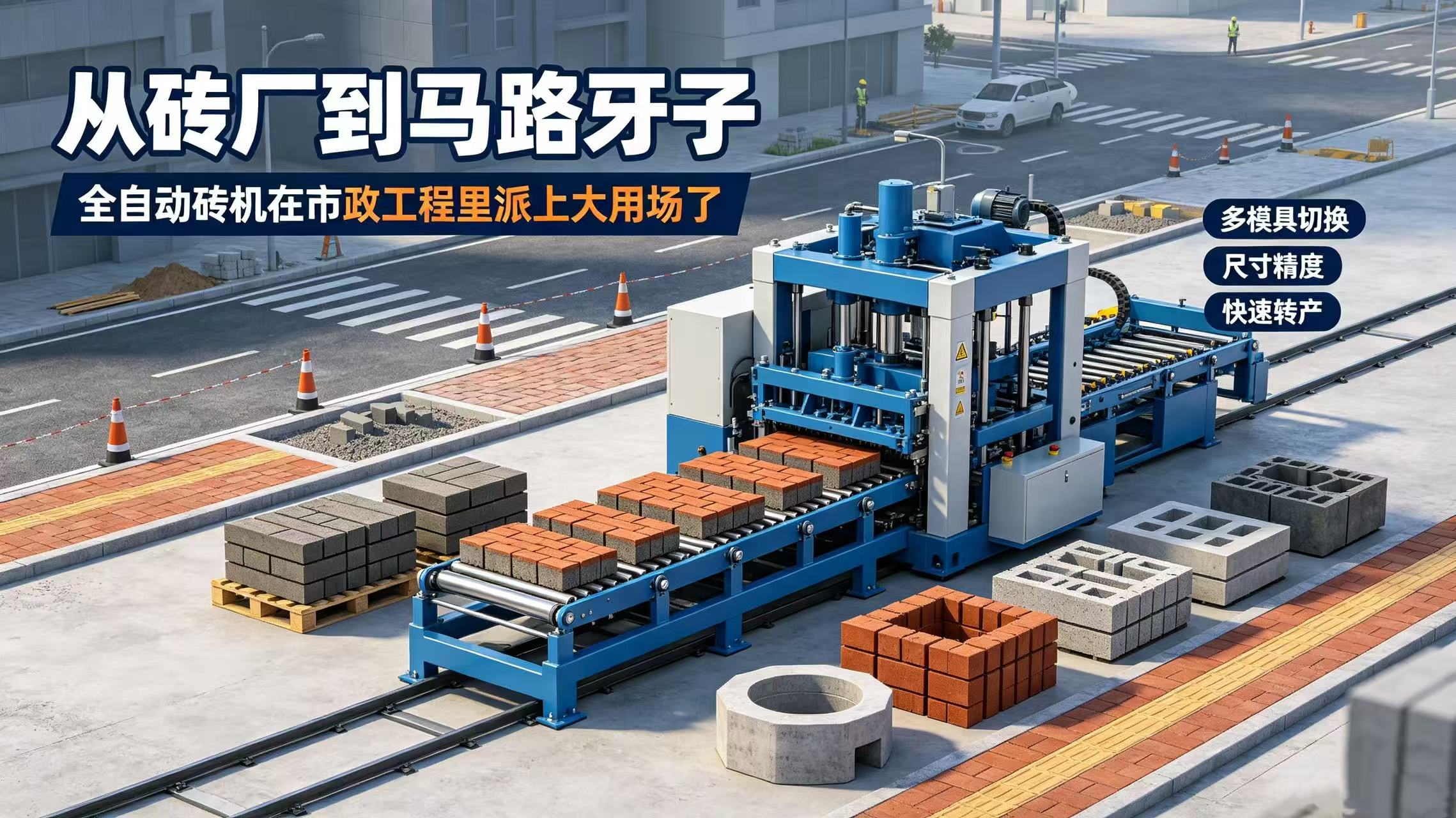 从砖厂到马路牙子&mdash;&mdash;全自动砖机在市政工程里派上大用场了